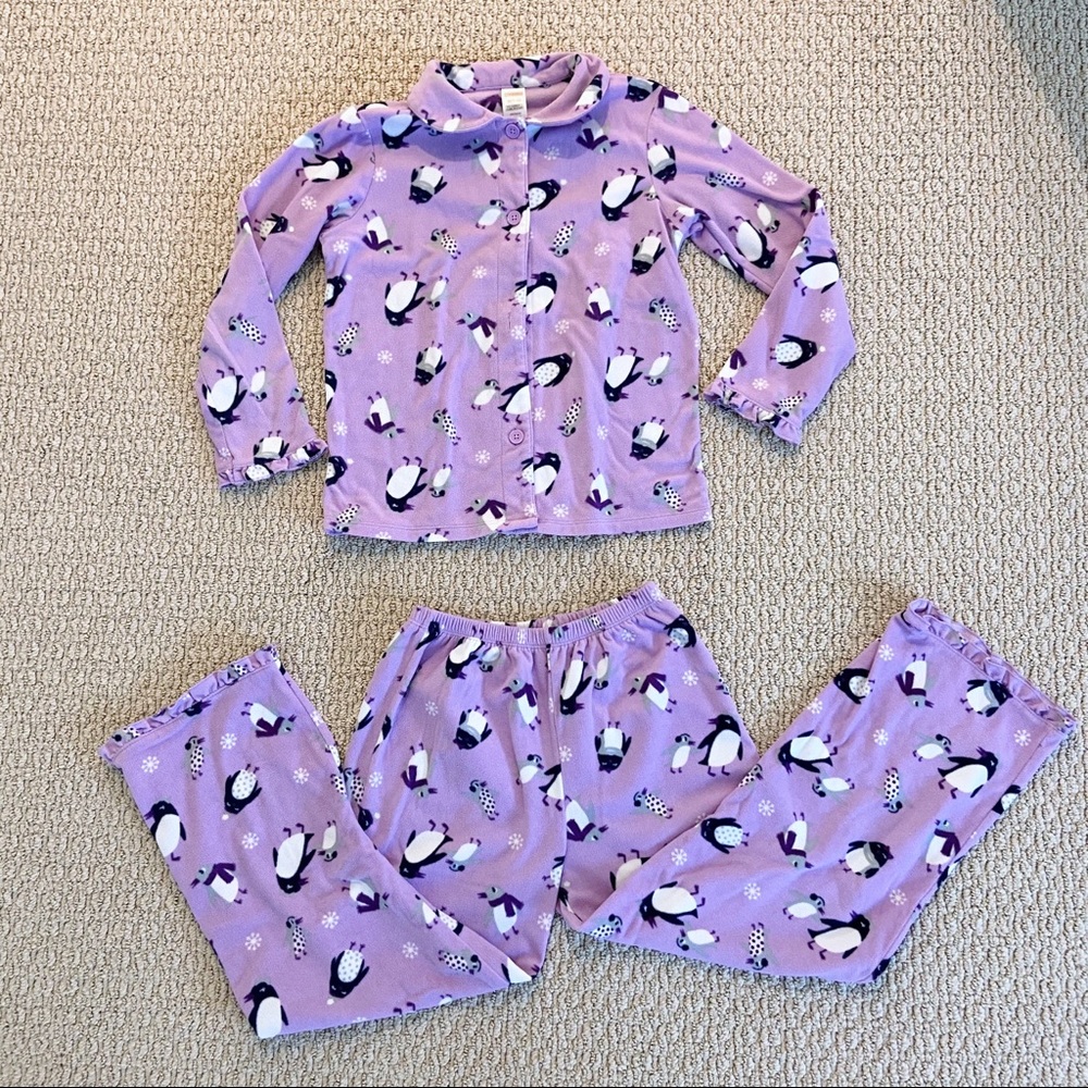 Gymboree purple penguin pajama set